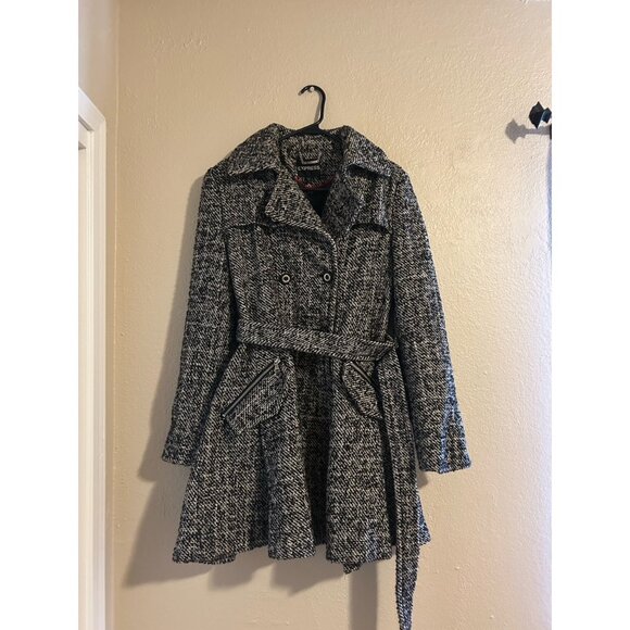 Express Tweed Belted Mid-Length Coat - Picture 1 of 4